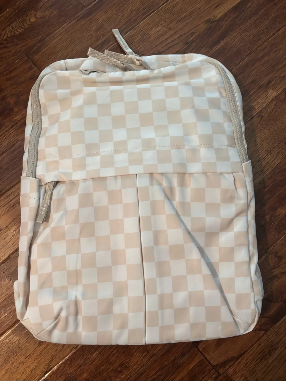 Amazon Beige & White Checkerboard Backpack